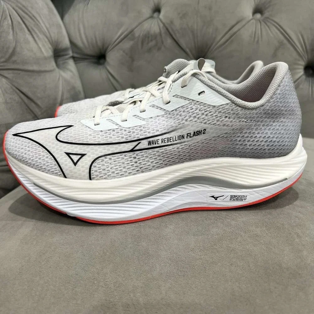 Mizuno Wave Rebellion Flash 2 Running Shoe Men 11.5 White Harbor Mist Athletic